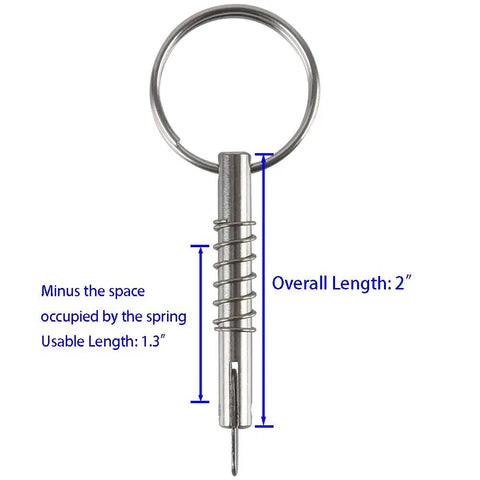 Set Of Four Quick Release Pins With Drop Cam And Spring For Bimini Tops And Boat Hinge Built From Marine Grade 316 Stainless Steel.