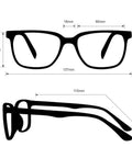 Straight Up Professional Laser Safety Glasses With Top Notch Clarity And Featherweight Unisex Black Frames dimensions and side view