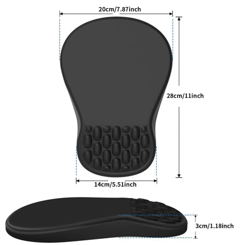 Ergonomic Mouse Pad With Wrist Support And Gel Memory Foam Non Slip Base Pain Relief For Home Office And Gaming, Black