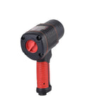 Robust Pneumatic Air Impact Wrench Delivers Ridiculous 450 Foot Pounds Pulling Power And Blistering 7500 Rpm Speed side view with red handle.