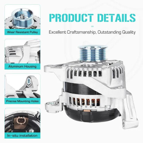 Universal Fit Alternator For 2001-2006 3.7L And 4.7L Durango Jeep Commander Grand Cherokee Liberty, aluminum housing