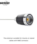 NMO Dual Band Antenna For 144 430 MHz VHF UHF Mobile Radios with connector, fits standard mounts, side view