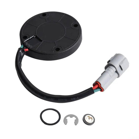 Motor Speed Sensor For G22 G29 Electric Golf Cart Replacement Part Made From Durable Plastic And Metal Black JU2 H1670 22 00 Ensures Accurate Speed Readings And Smooth Cart Performance. Black circular sensor with attached wire and connector, including small metal and plastic parts.