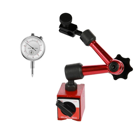 Pro Grade Dial Indicator With Magnetic Base Stand Dial Bore Gauge And Micrometer Tool Set For Precision Shaft Runout Shaft Thrust And Gear Backlash Measurement High Sensitivity Durable Gear Racks Easy To Use In Machine Shop Auto And Manufacturing. Dial indicator with red magnetic base stand