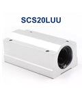Heavy Duty Linear Motion Ball Bearing Slider Block Bushing SC20LUU shown from the side with a smooth finish, ideal for CNC machines.