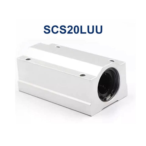 Heavy Duty Linear Motion Ball Bearing Slider Block Bushing SC20LUU shown from the side with a smooth finish, ideal for CNC machines.