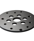 Heavy Duty Router Guide Bushing Plate Universal Router Table Insert Plate For Woodworking Projects Fits 1 25 Inch Router Bits With Friction Free Rotation Solid Shop Essential And Dead Nuts Precise Workhorse Tool close-up view showing multiple holes for router bit attachment.