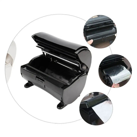 Tin Foil Cutter Machine With Automatic Storage Box for Hairdressing and Nail Art Supplies, open view with foil roll inside