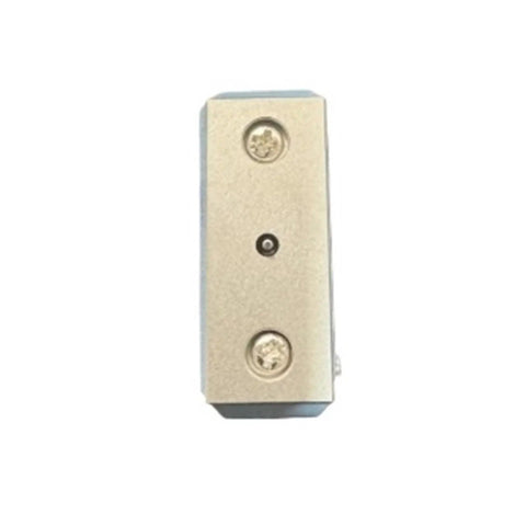 Rock Solid Digital Hardness Tester For Metal And Plastic Quality Control Dead On Accuracy Lab Gauge Heavy Duty Compact Design shown from above, silver metal body.