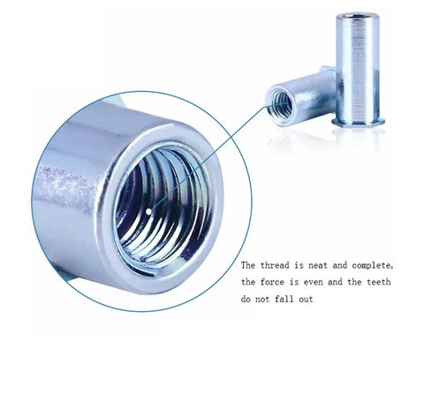Forty Piece Heavy Duty Hexagon Blind Hole Rivet Nuts Carbon Steel Galvanized M2.5x6mm Deep Knurl Press Fit Threaded Inserts Rock Solid Grip Built Tough Hassle Free Install