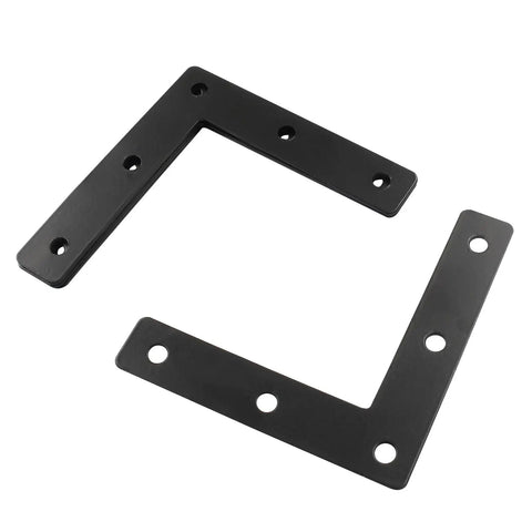 Stainless Steel L Shape Flat Mending Plates Set Of 10 With Screws 80x80mm Corner Braces For Wood Furniture Fixes Cabinets Shelves DIY Projects Rustproof Smooth Edges Black