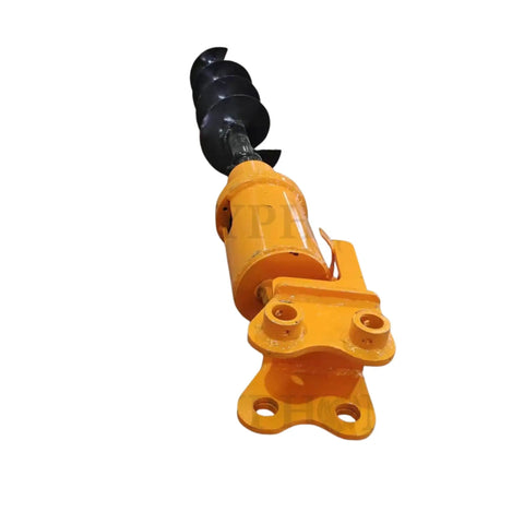 Beefy Heavy Duty 200mm Hydraulic Earth Auger Attachment for 2 to 3.5 Ton Mini Excavators, close-up of durable steel build.
