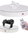 ComXim Motorized Turntable Remote Control Rotating Display Stand 360 Degree Platform with camera and remote, white, 12.6 inch.