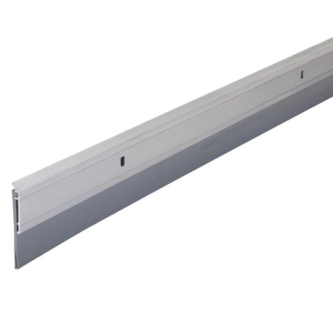 Door sweep, all-season, heavy-duty aluminum and vinyl, 36-inch, silver for bottom of door.