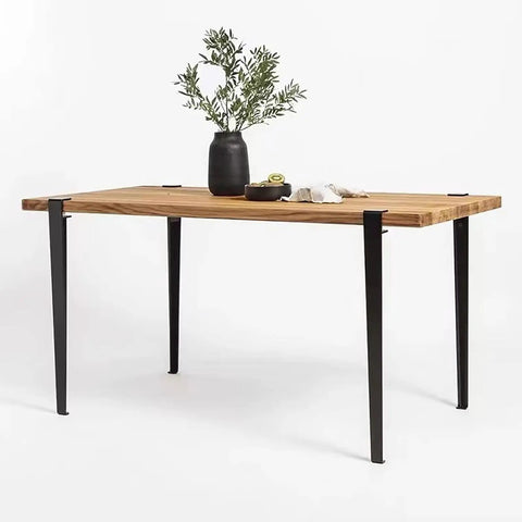 Four Pack F Shaped Table Legs Adjustable Clamp On Design White Heavy Duty Steel Supports For Diy Dining Tables Desks And Consoles Zero Wobble Frame With Non Slip Rubber Feet on a wooden table with greenery.