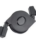 CAT6 Ethernet Cable With Retractable Flat Design, black adjustable 2m length, RJ45 patch plug, compact for laptops and routers.