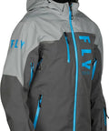 Carbon Snowmobile Suit Set With Hydraguard Pro Tech Ride Ready 10K Waterproof And 8K Breathable Shell Jacket in grey and blue