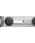 Top view of a square edge jig for sharpening wood chisels and plane irons on T-3 T-7 T-8 sharpeners with adjustable knobs.