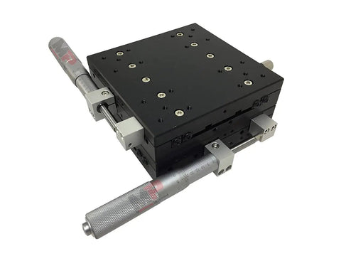 Dope Precision XY Translation Stage With 50 mm Travel And 125 By 125 mm Platform, Manual Micrometer Drives, top view