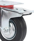 Heavy Duty Retractable Stainless Steel Wheels 4 Pack 75mm 200kg Capacity Swivel Casters for Carts Furniture Chairs with Rubber Brake close-up view.