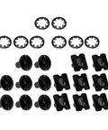Get This Super Cool Set Of 25 Football Backplate Screws Perfect For Quick Repairs With Anti Loosening Design Nuts And Internal Locking Bushings Included In A Handy Storage Box For Any Athlete Needing Durable Gear Upgrades. Black metal football backplate screws and lock nuts with washers, 10-32 thread
