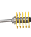 Adjustable Box Joint Router Bit With Five And Three Flutes And Half Inch Shank for precise wood tenon joinery, showcasing five sharp flutes.