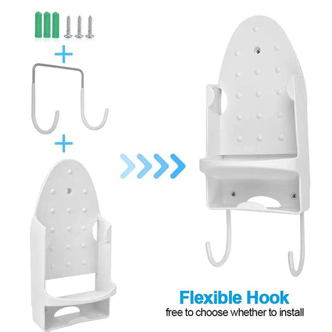 Wall Mount Ironing Board Hanger And Rack For Small Spaces Space Saver Easy Install with hooks and screws included.