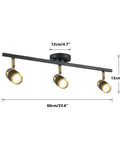 Three Light Black Track Lighting With Rotatable Heads GU10 Ceiling Spotlights For Living Room Hallway Studio Adjustable Indoor LED Spotlight Fixtures Now, shown with dimensions, black finish, and rotatable heads.