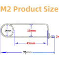 Diagram of 10 Piece Brooch Shape Cotter Safety Pins In Galvanized Carbon Alloy Steel with dimensions: 75mm length, 14mm loop