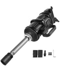1 Inch Pneumatic Air Impact Wrench Heavy Duty Muscle Knocks Loose Rusty Nuts Quick With 5800 Nm Max Torque And 4000 Rpm Motor shown with accessories.