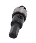 Close-up of 15mm Hole Saw Kit With 68mm Overall Length For Precise Metal Wood And Plastic Holes, HSS High Speed Steel Cutter tool.