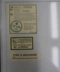 Labels on Industrial Control Panel Enclosure 1418 E6, Heavy Duty Steel Electrical Cabinet Built For Rugged Job Sites N289829