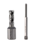 Oscarbide 7/16 in annular cutter with 1 in depth; 3/4 in Weldon shank mag drill bit, two tools shown