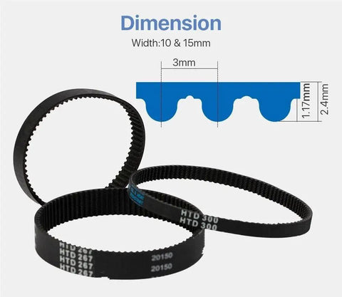 Beefy Closed Loop Timing Belt For Linear Motion, Low Noise Non Slip, Elastic Shock Absorption, Durable Materials, Long Life, 336 15