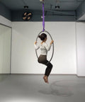 Person using Beefy Heavy Duty Round Slings For Aerial Lyra Hoop Rig And Aerial Silks Polyester Spanset Lifting Sling 5300 Lb Vertical Capacity 4240 Lb Choker 10600 Lb Basket Purple 3 Ft in studio