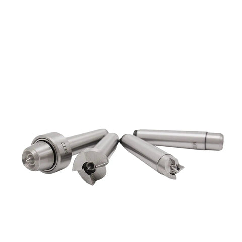 Mt One Wood Lathe Live Center Drive Spur And Cup Dead Center Four Piece Set With Spare Tips, heavy duty steel, precision points.