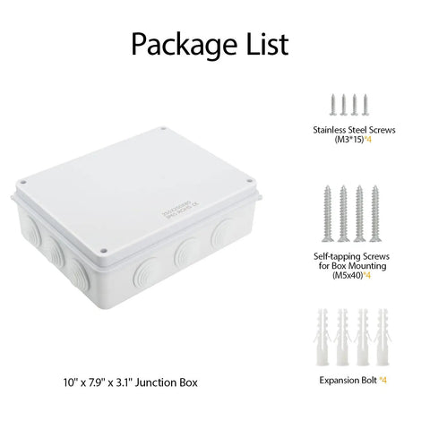Heavy Duty ABS Junction Box IP65 Waterproof And Dustproof Electrical Enclosure For Indoor And Outdoor Use with mounting hardware