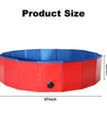 Portable Whelping Pool for Dogs and Pups, Foldable 47 Inch Birthing Pool, red and blue pool with size dimensions 47x12 inches.