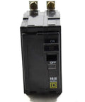 Front view of 2 Pole Bolt On Circuit Breaker 20 Amp 120 240 VAC And 48 VDC QOB220 Style UL CSA Approved for panelboards and appliances.