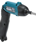 Ultra Light Three Point Six Volt Cordless Hex Screwdriver Kit With Folding Pistol Grip One Quarter Inch Bit Set USB Charge Eighty One Piece Accessory Kit Teal Carry Case