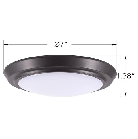 7 Inch Flush Mount LED Ceiling Light Fixture 120V Dimmable 12W 800 Lumens With 3000K 4000K 5000K Adjustable CCT Bronze Finish side view