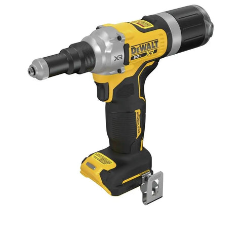 Rugged Brushless Cordless Rivet tool showing compact black body and stainless steel nose for fastener work.