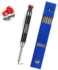 Heavy Duty Metal Mechanical Carpenter Pencil Set With Six Refills And Integrated Sharpener Deep Hole Design showing pencil and refills