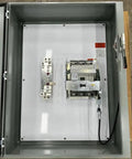 Heavy Duty Enclosed Circuit Breaker Delivers Straight Up Arc Flash Remediation 800 Amp 65K At 480 Volt Nema 3R Ul Certified, inside view of matte grey enclosure.