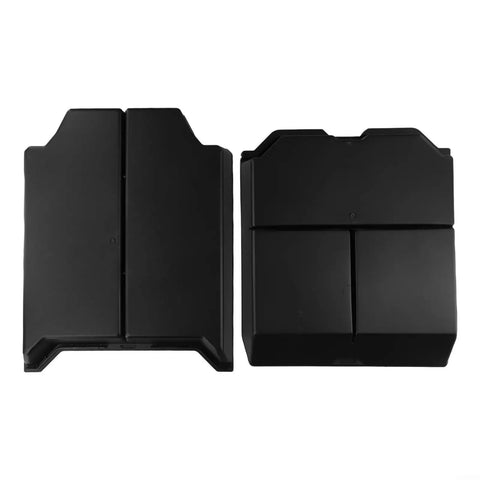 Straight Up Rugged Black Abs Center Console Storage Tray For Tesla Cybertruck 2024 shown in two sections, durable ABS design.