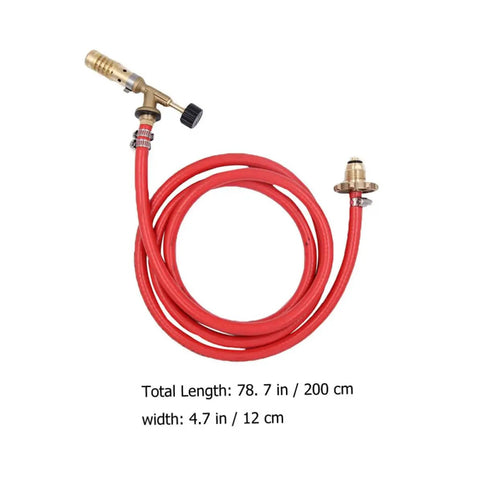 Premium Replaceable Propane Torch For Welding And Brazing With Self Ignition Lock, Ergonomic Brass Gas Flamer Kit with red hose.