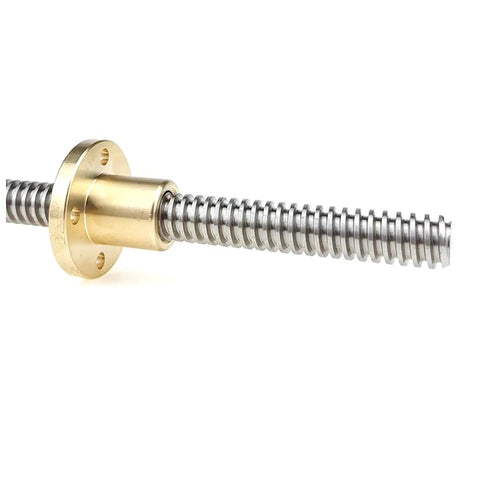 8mm T8 Threaded Trapezoidal Lead Screw For 3D Printers, Beefy Stainless Steel Durability, 2mm Pitch Or 12mm Lead Options, Easy Install, Precise Motion, One Piece Construction, Ideal For DIY CNC And FDM Printers. stainless lead screw with brass nut