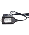RC Battery Chargers USB 4.8V RC Car Charger With Indicator Light For Remote Control Toys, black with cable.