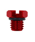 Front view of GM Duramax Diesel Fuel Filter Bleeder Screw Replacement, Billet Aluminum Red, Durable Replacement For 2001-2017 Models