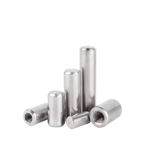 Heavy Duty 304 Stainless Steel Internal Thread Dowel Pin For Aligning And Stabilizing Industrial Machinery Or Home Decor With Heat Resistance And Easy Chamfered Install, assorted sizes displayed.